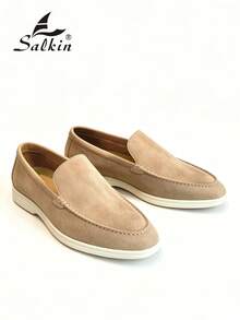 Salkin Mocassins classiques à enfiler pour hommes, chaussures décontractées en daim de couleur unie, style de marque abordable, souples, confortables, respirantes, antidérapantes, résistantes à l'usure, semelle plate, chaussures pour hommes, mode, polyvalentes, pour étudiants, rentrée scolaire, cérémonie de remise des diplômes, style universitaire, chaussures de bureau, formelles, pour fêtes, banquets, mariages, chaussures de marié, printemps, été, automne, grandes tailles pour hommes, plusieurs couleurs disponibles, la taille est petite, veuillez choisir une taille au-dessus - Kaki - Voir 5