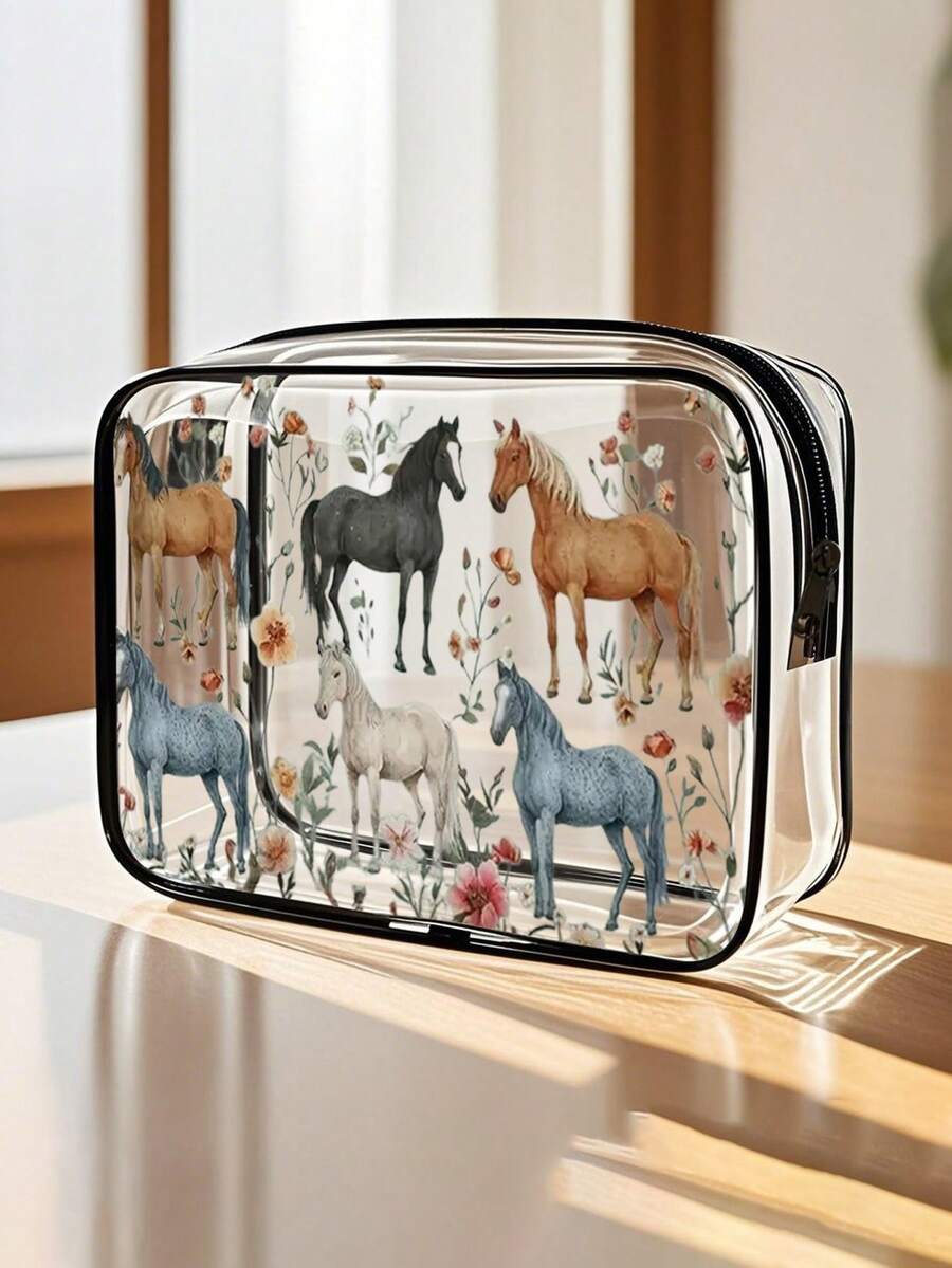 Hair Accessories PVC Makeup Bag, Travel Storage Bag - Girls Lightweight Makeup Bag, Portable Makeup Bag, Large Capacity For Cruise Travel, Back To School, Halloween