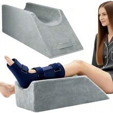 Orthopedic Foot Rest With Memory Foam, Washable Knee Support Wedge For Leg Elevation, Swelling & Pain Relief - Grey - View 3