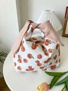 1pc/5pcs CutePrint Knot Wrist Bag, Soft Fabric Handheld Tote With Twisted Handle, Spacious Space For Daily Essentials Line2:Casual Lightweight Mini Handbag, Sweet Pattern Design, Portable Storage Pouch For Shopping, Picnic, Daily Matching - Multicolor - View 7