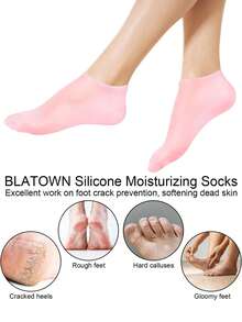 Reusable Soft Silicone Hydrating Foot Mask Socks, Spa Foot CReusable Soft Silicone Hydrating Foot Mask Socks, Waterproof Moisturizing Spa Foot Care Covers, Repeated Use Foot Treatment Sleeves For Repairing Dry Cracked Heels, Rough Dead Skin & Chapped - Multicolor - View 2