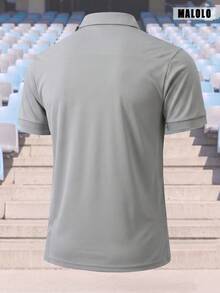 男士淺灰色純色短袖 Polo 衫，經典領口，休閒百搭上衣，適合日常、週末與戶外運動穿著 - 淺灰色 - 查看 5