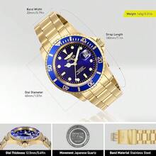 Invicta 男士 26974 Pro Diver 石英三针蓝色表盘腕表 - 藍色 - 查看 4