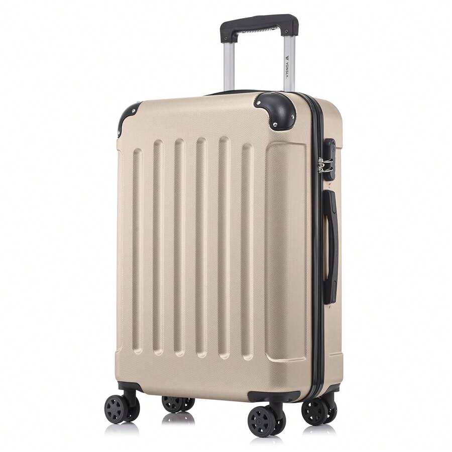 YONSLY Hard Shell Suitcase 16/20/24/28 Inches With 4 360° Wheels Sturdy Double Zipper Combination Lock Mesh Pocket Soft Rubber Handle Travel Suitcase - 象牙色 - 查看 1