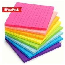 8 Packs Colorful Striped Sticky Notes, 45 Sheets Per Pad, Strong Adhesion, Suitable For School, Study, Office And Home Notes - one-size - View 12