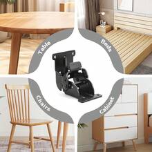 4 UK90-Degree Folding Table Leg Brackets + 40 Screws (Black) - Default - View 5