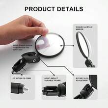 1 Pair Portable Handlebar Plug-In Bicycle Rearview Mirrors, Anti-Drop Durable Cycling Wide-Angle Mirrors, Universal Reflective Mirrors For Road And Electric Bikes - Multicolor - View 5