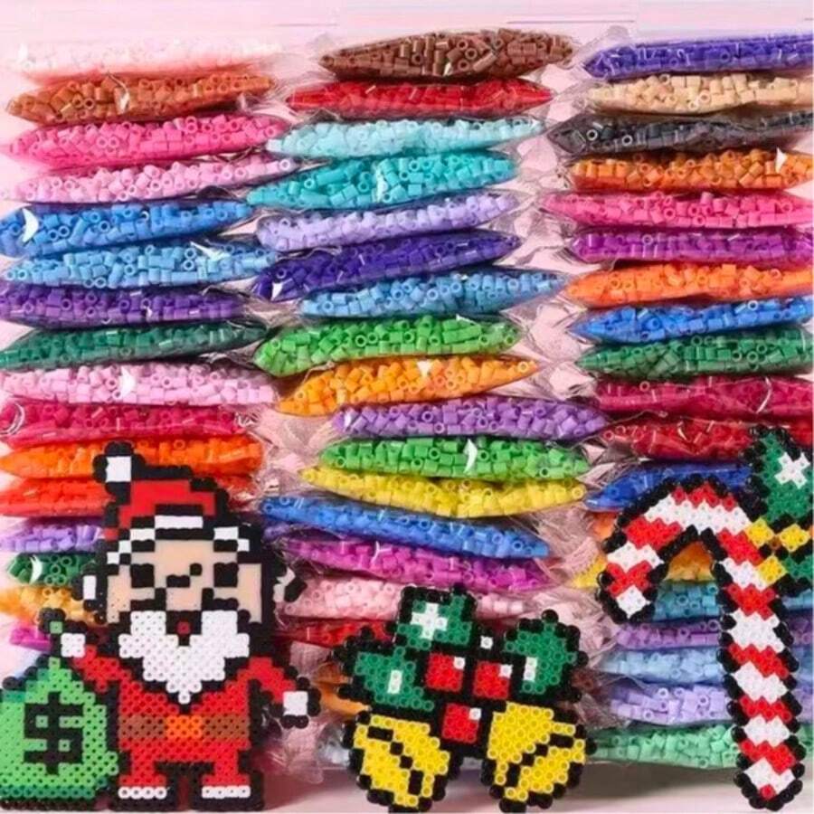 5000顆迷你熔珠 2.6mm 微型熔珠 DIY 燙貼珠 Perler 珠 Fusion 珠 燙貼珠玩偶，適用於珠寶製作、像素藝術燙貼耳環、手工玩偶吊飾、裝飾飾品 - 多色 - 查看 1