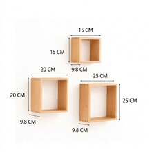 25x25cm White Wood Square Wall Shelf, Wall-Mounted Display Storage Rack For Living Room Bedroom Office Decor - A - View 3