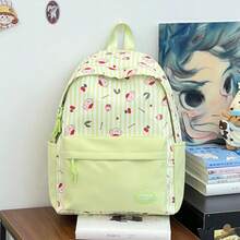 LECEY Mochila de gran capacidad con estampado de rayas y dibujos animados - Verde - Ver 6