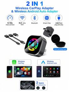 即插即用 CarPlay 轉換器，將有線連接轉換為無線連接，2 合 1 無線 CarPlay 與 Android Auto 適配器，快速連接，適用於 USB/USB-C 接口，尺寸輕巧 - A - 查看 12