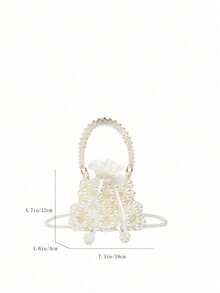 This Mini Pearl Handbag Showcases A Youthful And Vibrant New Style, And Is Also A Great Gift For Friends. - Beige - View 7