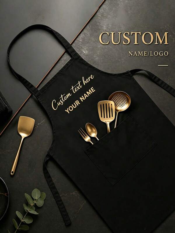 Personalized Apron, Customizable Name Or Text, Men's Custom Apron, Women's Personalized Apron With Pockets, Father's Gift, Mother's Birthday Gift