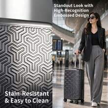 JLY 3-Piece Luggage Set Hard Shell Suitcases ABS+PC, Spinner Wheels, TSA Lock, Lightweight Travel Set - 黑色 - 查看 5