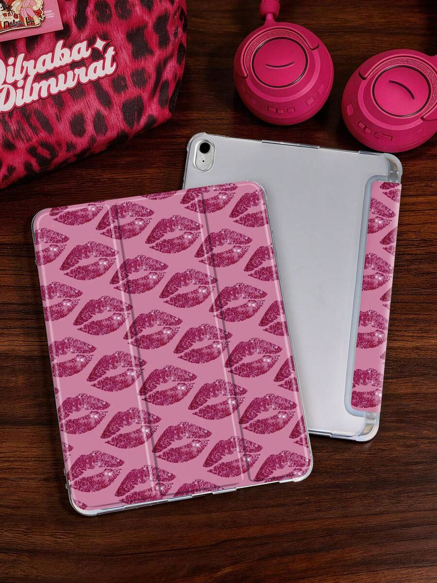 1件裝玫瑰紅唇印花彩繪平板保護殼,相容 iPad Mini4/Mini5/Mini6/Mini7/Air/Air2/9.7/10.2/10.5/Air4/Air5/10.9/Pro 11 吋/10代/Air 11-In.(M2)-2024/Pro11-In.(M4)-2024/Air 11-Inch (M3) 2025/(A16) 11 吋 11代 2025/Air 8(M4)2026(11-Inch) Galaxy Tab A8 10.5 吋 2022 機型,不含筆,內建筆槽,三折支架,TPU 軟邊防護,防摔耐磨,磁吸休眠/喚醒,個性化翻蓋平板保護殼 - 彩色 - 查看 1