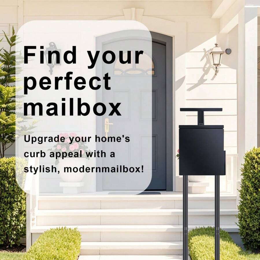 Weatherproof Locking Galvanized Steel Wall Mounted Mailbox, Rustproof Secure Storage Postbox for Home, Office, Garage and Garden - De pie - Ver 1