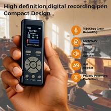 便攜式數位錄音機，內建 8GB 儲存空間可擴充至 128GB TF 卡，MP3 播放器，連續錄音，A-B 重複，密碼鎖，Line-In 輸入，適合講座與會議的輕巧錄音設備 - 查看 3