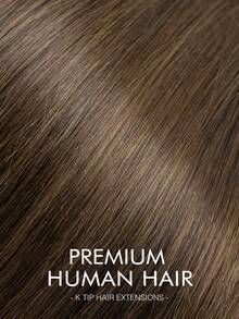 50pcs K-Tip & V-Tip Hair Extensions, Real Human Hair, Keratin Coated, #4 Chocolate Brown, 14-22 Inch Straight, K-Tip Keratin Hair Extensions, Invisible V-Tip Hair Extensions, Christmas - S4 - View 7
