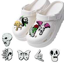 20PCS/10PCS/3PCS/1PC- Halloween PVC Shoe Decorations, Gothic-Style Skeleton And Ghost Designs,DIY Accessories,Women's Shoe Decorations/Sandal Decorations/Beach Shoe Ornaments.Halloween Party Giveaways.Halloween/Summer Break.Back-To-School - View 4