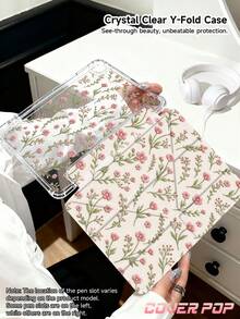 紅色刺繡花卉圖案平板保護殼，相容 iPad 9.7/10.2/10.5/10.9/12.9/Pro 11、第 10 代，相容 Galaxy Tab S6 Lite 10.4 吋，相容 Kindle Paperwhite 第 12 代 2024、Kindle (第 11 代-2024)，柔軟防摔，智慧支架/自動喚醒/睡眠，Y 型折疊平板保護套，多角度視角 - 彩色 - 查看 4