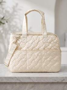 1pc High-End Fashion Breathable Pet Carrier, Crossbody Dog & Cat Backpack, Portable Cat Backpack Bicycle Trailer, Detachable Shoulder Strap, Portable, Suitable For Cats, Small Dogs, Rabbits And Other Small Pets Weighing 7–15 Lbs, Breathable Mesh Lining, Multi-Purpose Pockets, Portable Travel Picnic Bag, Polyester Travel Bag With Zipper Closure, Suitable For Luggage, Suitable For Car And Outdoor Use, Cat Carrier Cat Backpack Bicycle Trailer - White - View 4
