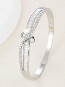 1pc Women's Bracelet, Fashionable Elegant Luxury Micro-Inlaid Zirconia Women's Bracelet, Minimalist High-End Elegant Personalized Versatile Hand Accessory - S61490 - View 2