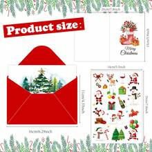 10pcs Unique Cute Christmas Greeting Card Set - With Red Envelopes & Stickers - Christmas Stocking Stuffer/Secret Santa Exchange Gift, Back To School - Multicolor - View 3