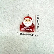 6件組樹脂聖誕老人吊墜，附「Merry Christmas」文字設計，適合DIY珠寶手工，完美用於派對配件、耳環、項鍊、包包 - 聖誕老人字牌吊墜 - 查看 3