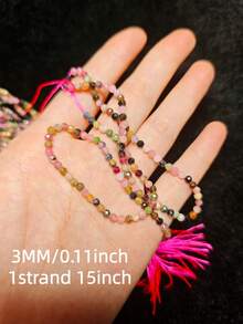 5A2*2MM Square & 3mm Natural Tourmaline Diamond Cut Flash Loose Spacer Beads DIY Jewelry Accessories For Bracelet Necklace - Tourmaline[1strand 15inch] - View 11