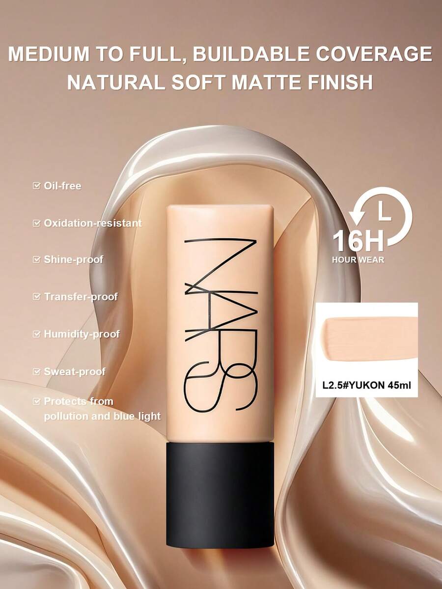 NARS Soft Matte Complete 遮瑕粉底液 #Yukon (2.5 Light Cool Tone) 45ml/1.5oz | 全遮瑕啞光妝效粉底 | 長效持妝 | 抗脫色 | 控油 | 輕盈 | 均勻膚色 | 適合油性與混合性肌膚 - Yukon (Light 2.5) - 45ml - 查看 1