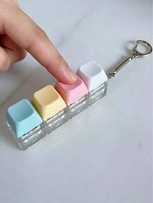 Stress Relief Keyboard Keychain, Macaron Color Finger Keyboard Toy, Stress Relief Prop, Keycap Keychain Pendant Decoration, Handbag Charm, Desktop Accessory, Birthday Gift, Party Favor - Macarons - View 3
