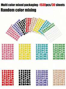 1530/408/306/255/51pcs Star Shaped Stickers, Essential For Photography, Face Painting, Suitable For Parties, Gatherings And Various Entertainment Activities - Multicolor - View 11