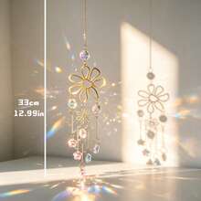 Crystal Light-Catching Wind Chime Pendant, Multi-Scene Hanging Decor, Suitable For Windows, Porches, Doors, Car Interiors, Indoor And Outdoor Home Decoration, Ideal Holiday And Daily Gift - Petal Crystal Wind Chimes - View 7