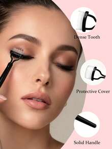 4pcs/Set 3-Head Eyebrow Grooming Comb And Mascara Brush. This Dual-Head Beauty Tool Features Three Different Brush Heads For Grooming Eyebrows, Removing Mascara Clumps, And Shaping And Refining Eyebrow Shape. - Multicolor - View 3