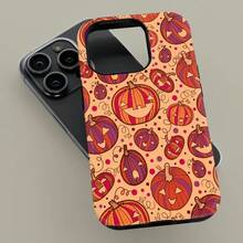 Halloween Jack-O'-Lantern 2-In-1 glänzende dicke Folie Handyhülle geeignet für Apple 11, 12, 13, 14, 15, 16, 17 Serie und S21, S22, S23, S24, S25 Serie. - Rosenrot - Übersicht 4