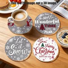 Merry Christmas PET Coasters, Christmas Pattern Design Heat-Insulating Coasters, Hand Washable, Affordable, Suitable For Event And Party Decoration, Table Centerpiece, Halloween, Christmas, Thanksgiving Holiday Decor - PET-325 - View 7