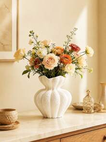 White Ceramic Vase, 4.72 Inch Modern Bohemian Style, Home Decor, Unique Vase, Suitable For Farmhouse Style Living Room Countertop Tabletop Centerpiece Decoration, Wedding Decor - A - View 7