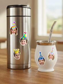 Party Hat Style Customized Portrait Photo Stickers, Personalized Die-Cut Self-Adhesive Labels, 67 Colorful Party Cone Hats & Themed Costume Hat Decorative Stickers, Waterproof Custom Image Stickers For Birthday Party Gift Bags, Gift Boxes, Envelopes, Bachelorette Party, Holiday Event Packaging And Fun DIY Crafts - Multicolor - View 2