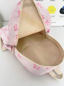 1 Set Tas Ransel Sekolah - Tas Ransel Kapasitas Besar Motif Pita + Tas Bekal + Tempat Pensil, Set Multi-Piece, Dengan Kompartemen Laptop, Tas Ransel Nilon Tahan Lama, Tas Ransel dengan Tali Bahu yang Dapat Diatur - Tas Ritsleting Ringan dan Portabel, Cocok Untuk Pelajar/Remaja/Lulusan, Sempurna Untuk Aktivitas Luar Ruangan/Perjalanan/Sekolah Menengah Pertama/Sekolah Menengah Atas/Perguruan Tinggi, Tas Ransel Penting untuk Kuliah - Beraneka warna - View 4