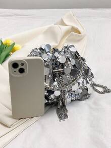 Women's Personalized Sequin Evening Bag, Fashion Colorful Clutch, Versatile Shoulder Crossbody Bag - Silver - View 9