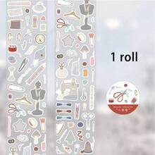 1 Roll Die-Cut Tape, Star Collection Series Salt-Style Basic Planner DIY Decoration Base Material, Exquisite Illustration, Multi-Functional Scrapbook Stickers For Art Journal, Card Making, Handmade Art DIY Stickers, Back To School Gift - Adhesive Tape - View 11