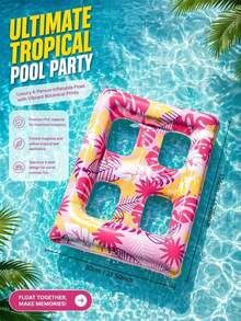 Leaf Print Field Style Slouchy Chair, Leaf Inflatable Floating Mat, Thickened PVC Floating Bed, Water Swimming Pool, Floating Pool Essential, Pool Float, Easy To Carry - Multicolor - View 4