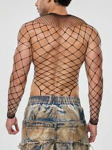 Deep Contour Stripe Bodysuit Bodysuit Fishnet Bodystocking Men Sexy Underwear Sexy Lingerie - Black - View 5