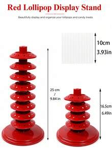 Red Lollipop Display Stand, 9.84 Inch Candy Storage Rack, Multi-Layer Dessert Stand Organizer, Suitable For Candy Buffet, Birthday Party, Wedding, Retail Store, Bakery, Candy Bar, Holiday Party Gift Display And Decoration - Multicolor - View 5