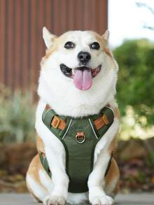 重型战术狗背带套装，适用于大型犬，可调节防拉宠物胸带，反光服务训练易控制狗背心 - 彩色 - 查看 13