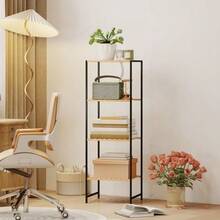 Freestanding Bathroom Shelf In Bamboo And Steel, 4 Tiers, 36.5 X 33 X 110 Cm, Natural Color - Natural Color - View 2