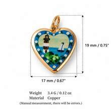 1pc Exquisite Pastoral Style, 14k Gold Plated Copper Material, Gold Edge Printed Pendant, Suitable For Women's DIY Jewelry - Multicolor - View 14