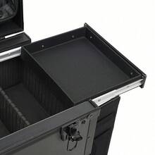 Rolling Makeup Train Case - Stylish Black Cosmetic Trolley With Adjustable Rods, Spacious Storage, And Detachable Wheels For Easy Travel And Organization - Black - View 11