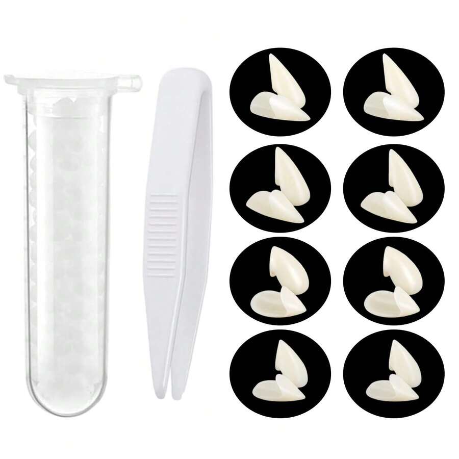 4 Pairs Vampire Teeth Cosplay Props Fangs/Fake Fangs, Suitable For Halloween Costume Props, Party Favors (13mm, 15mm, 17mm, 19mm) - Multicolor - View 1