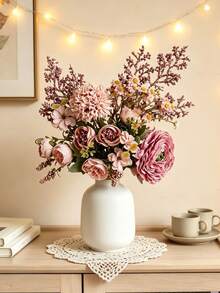 1 Pc Boho-Style Artificial Bouquet, Perfect For Vintage Home Decor, Weddings, Thanksgiving, Valentine's Day, Mother's Day, Fall Decorations, And Halloween - Pink Coffee Color - View 3